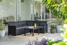 ELODIE 6 SEATER CORNER SMOOTH ARMREST WITH ORLANDO BIG TABLE